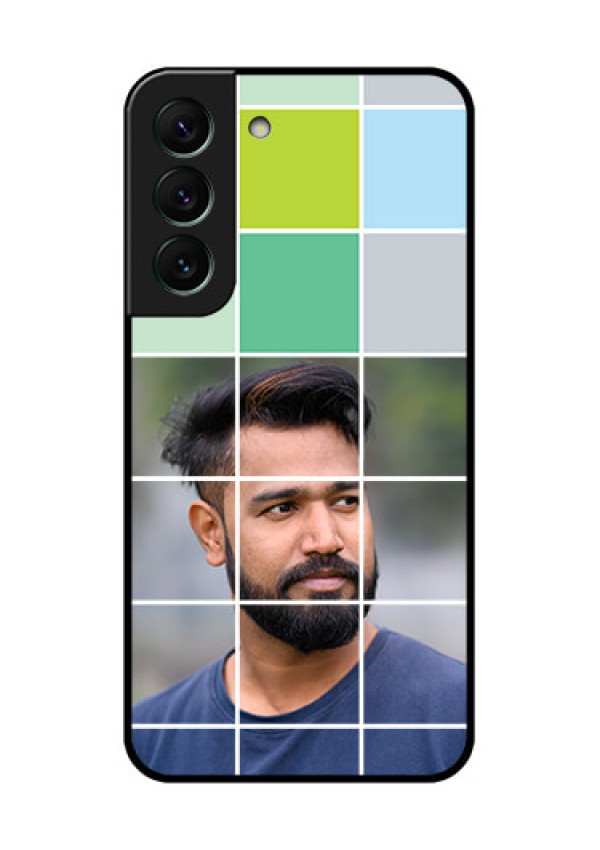 Galaxy S22 5G Photo Printing on Glass Case - with white box pattern