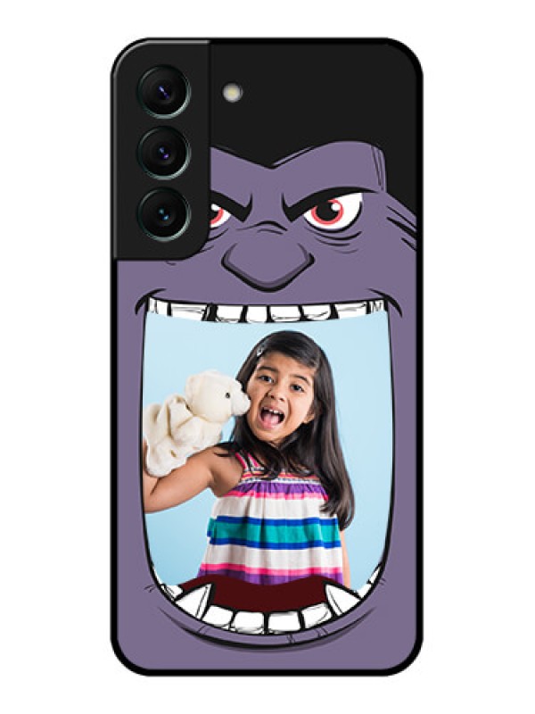 Custom Galaxy S22 5G Custom Glass Phone Case - Angry Monster Design