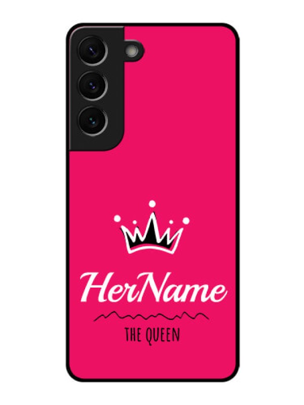 Custom Galaxy S22 5G Glass Phone Case Queen with Name