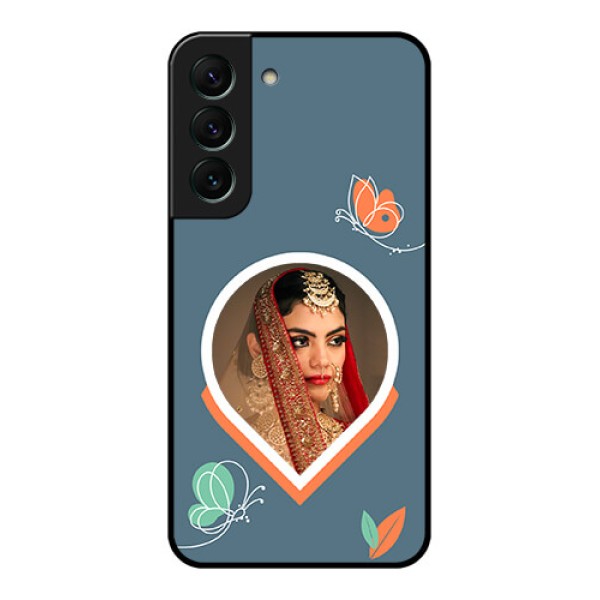 Galaxy S22 5G Custom Glass Mobile Case - Droplet Butterflies Design Galaxy S22 5G Custom Glass Mobile Case - Droplet Butterflies Design