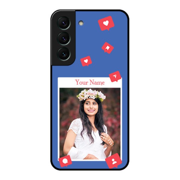 Galaxy S22 5G Custom Glass Phone Case - Like Share And Comment Design Galaxy S22 5G Custom Glass Phone Case - Like Share And Comment Design