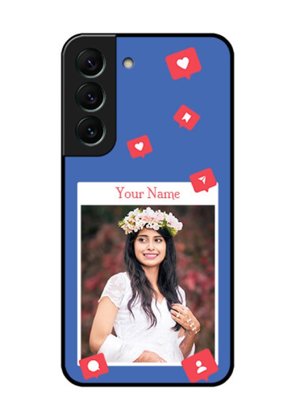 Galaxy S22 5G Custom Glass Phone Case - Like Share And Comment Design