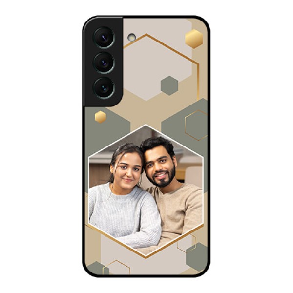 Galaxy S22 5G Photo Printing on Glass Case - Stylish Hexagon Pattern Design Galaxy S22 5G Photo Printing on Glass Case - Stylish Hexagon Pattern Design