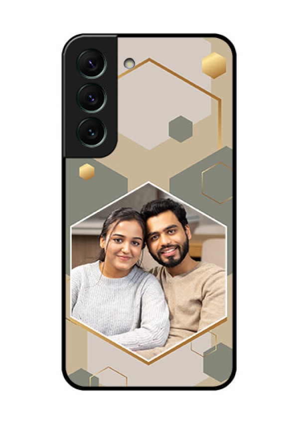 Galaxy S22 5G Photo Printing on Glass Case - Stylish Hexagon Pattern Design