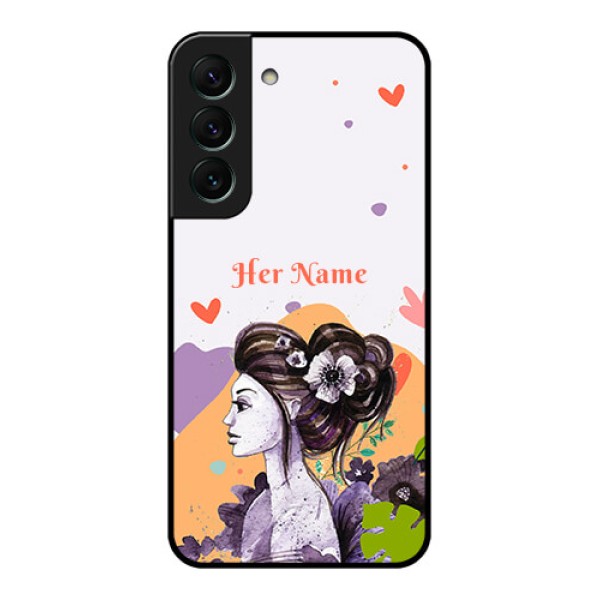Galaxy S22 5G Personalized Glass Phone Case - Woman And Nature Design Galaxy S22 5G Personalized Glass Phone Case - Woman And Nature Design