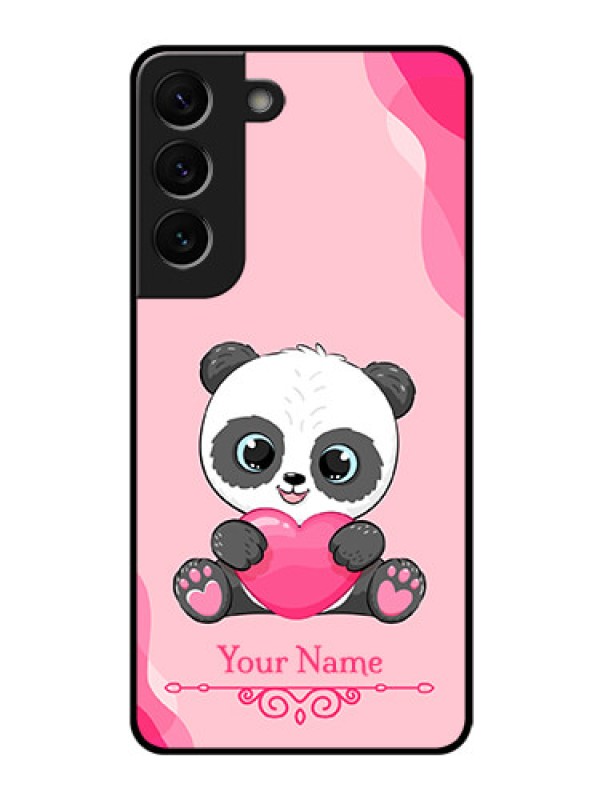 Custom Galaxy S22 5G Custom Glass Mobile Case - Cute Panda Design