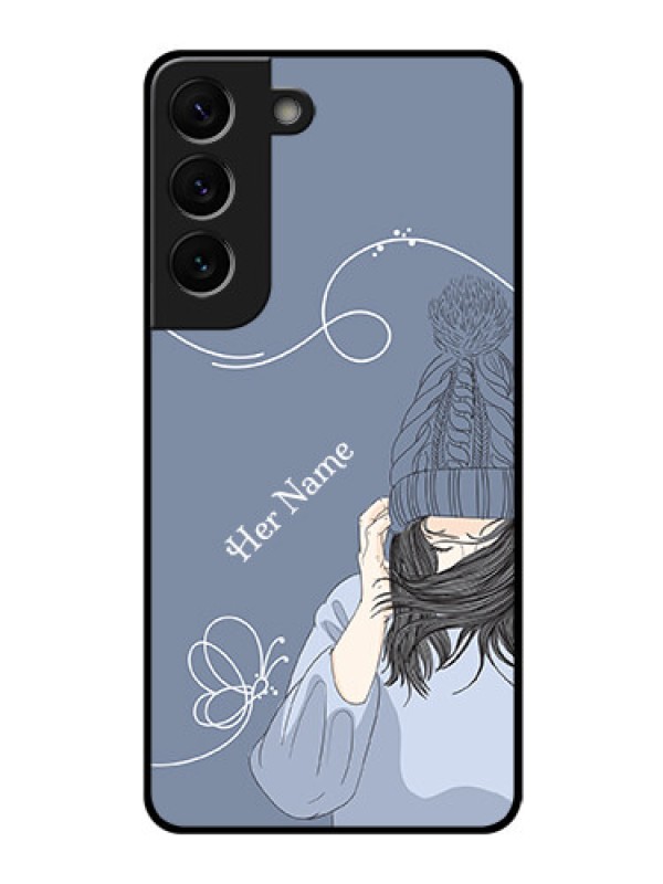 Custom Galaxy S22 5G Custom Glass Mobile Case - Girl in winter outfit Design