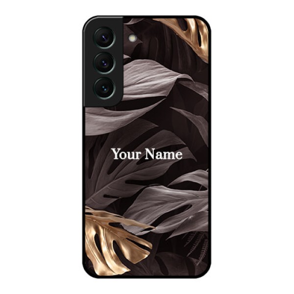 Galaxy S22 5G Personalised Glass Phone Case - Wild Leaves digital paint Design Galaxy S22 5G Personalised Glass Phone Case - Wild Leaves digital paint Design