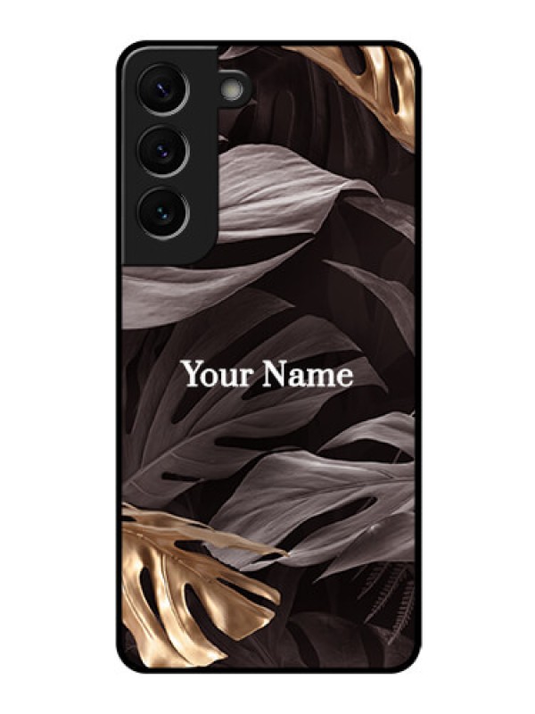 Custom Galaxy S22 5G Personalised Glass Phone Case - Wild Leaves digital paint Design