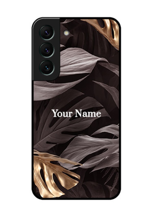 Galaxy S22 5G Personalised Glass Phone Case - Wild Leaves digital paint Design