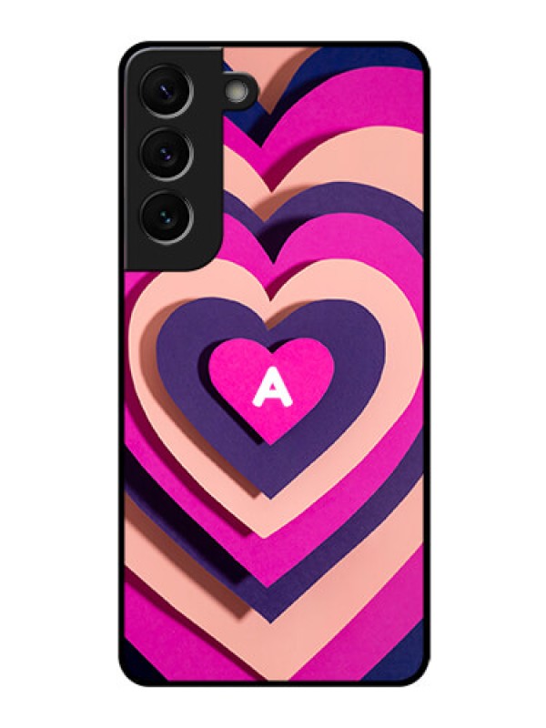 Custom Galaxy S22 5G Custom Glass Mobile Case - Cute Heart Pattern Design