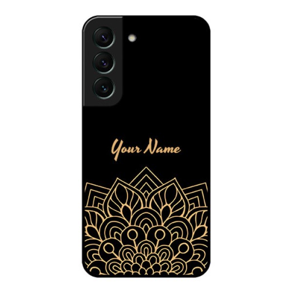 Galaxy S22 5G Custom Glass Phone Case - Golden mandala Design