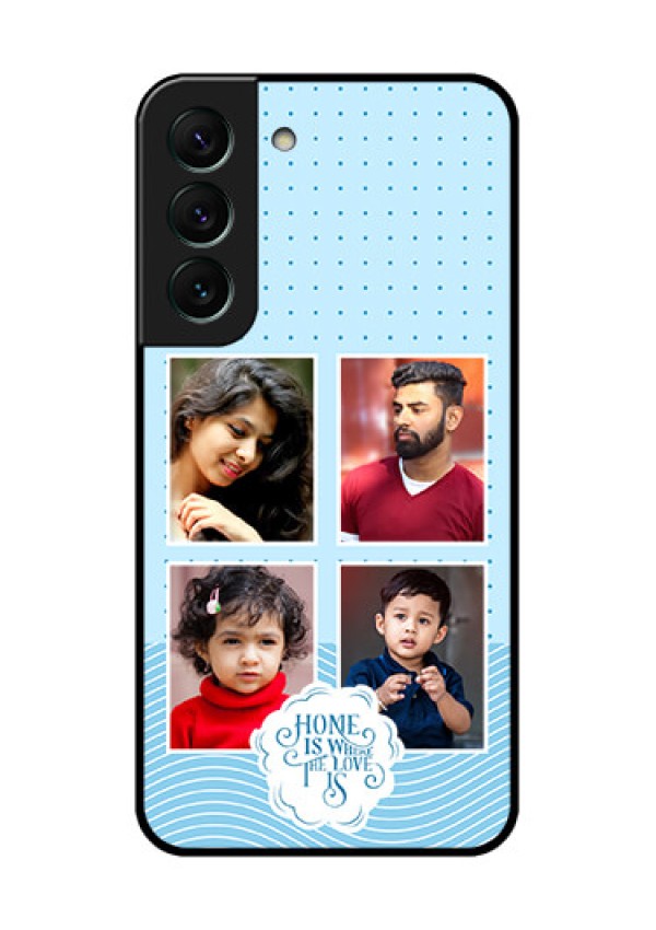 Galaxy S22 5G Custom Glass Phone Case - Cute love quote with 4 pic upload Design