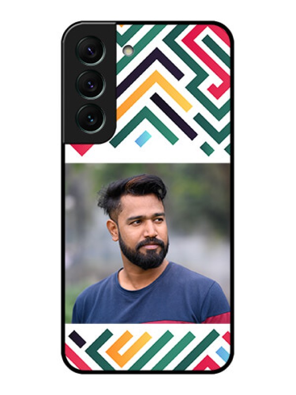 Custom Galaxy S22 5G Personalized Glass Phone Case - Colorful Maze Pattern Design