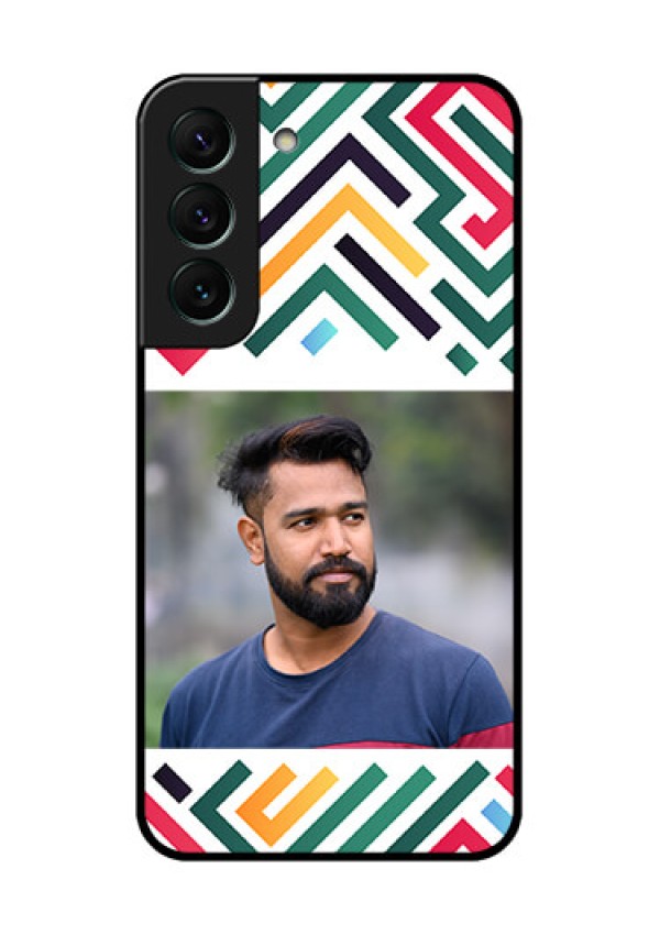 Galaxy S22 5G Personalized Glass Phone Case - Colorful Maze Pattern Design