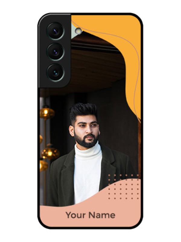 Custom Galaxy S22 5G Personalized Glass Phone Case - Tri-coloured overlay design