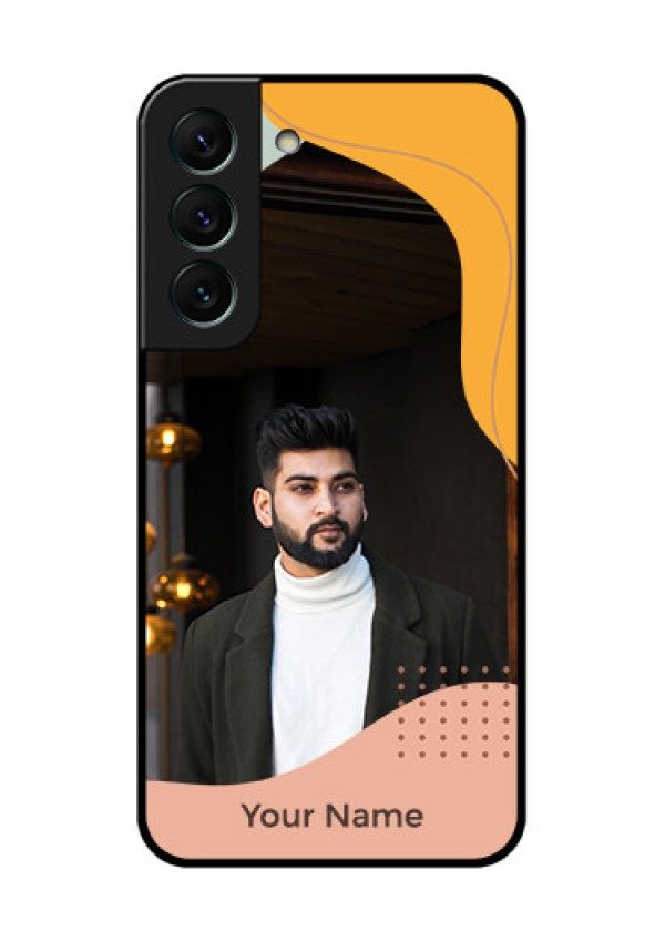 Galaxy S22 5G Personalized Glass Phone Case - Tri-coloured overlay design