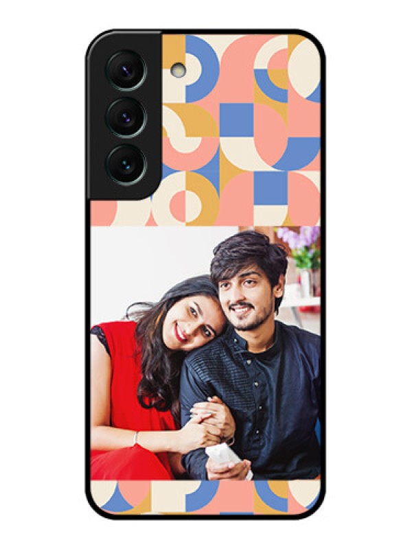 Custom Galaxy S22 5G Photo Printing on Glass Case - Semi-circle Maze Pattern Design