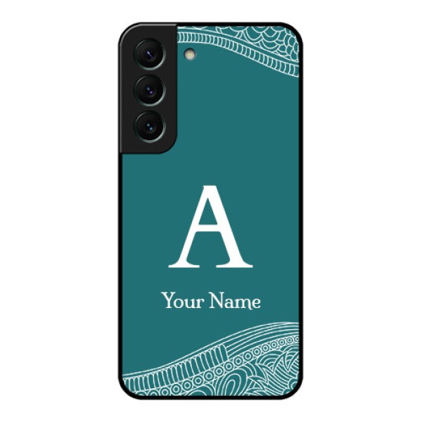Galaxy S22 5G Personalized Glass Phone Case - line art pattern with custom name Design Galaxy S22 5G Personalized Glass Phone Case - line art pattern with custom name Design