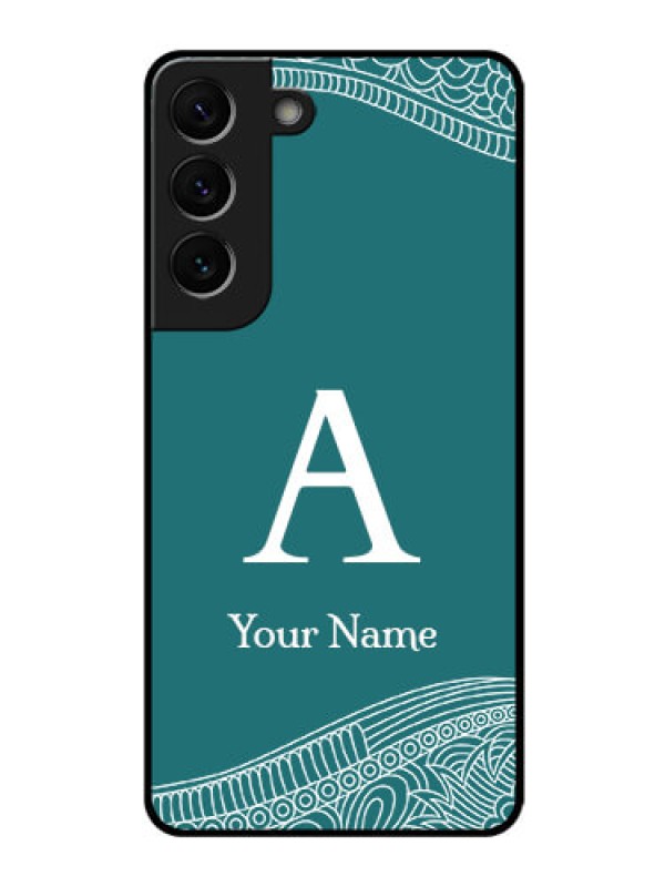 Custom Galaxy S22 5G Personalized Glass Phone Case - line art pattern with custom name Design