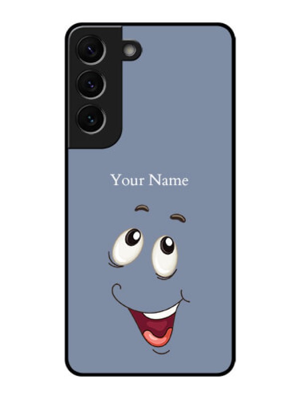 Custom Galaxy S22 5G Photo Printing on Glass Case - Laughing Cartoon Face Design