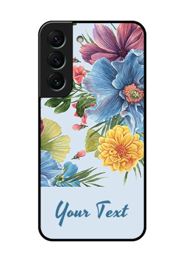 Galaxy S22 5G Custom Glass Mobile Case - Stunning Watercolored Flowers Painting Design