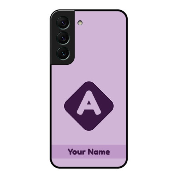 Galaxy S22 5G Custom Glass Mobile Case - Custom Letter in curved badge Design