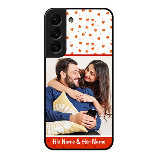 Galaxy S22 Plus 5G Custom Glass Phone Case - Orange Love Symbol Design