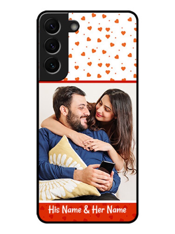 Custom Galaxy S22 Plus 5G Custom Glass Phone Case - Orange Love Symbol Design