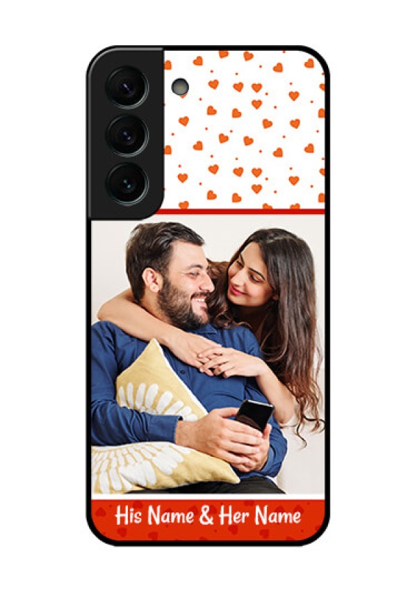 Galaxy S22 Plus 5G Custom Glass Phone Case - Orange Love Symbol Design