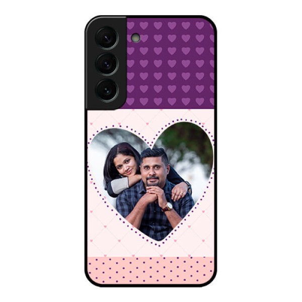 Galaxy S22 Plus 5G Custom Glass Phone Case - Violet Love Dots Design