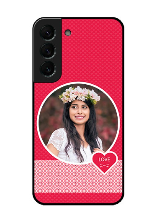 Galaxy S22 Plus 5G Personalised Glass Phone Case - Pink Pattern Design