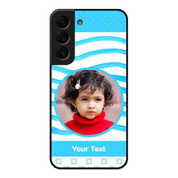 Galaxy S22 Plus 5G Custom Glass Phone Case - Simple Blue Case Design Galaxy S22 Plus 5G Custom Glass Phone Case - Simple Blue Case Design