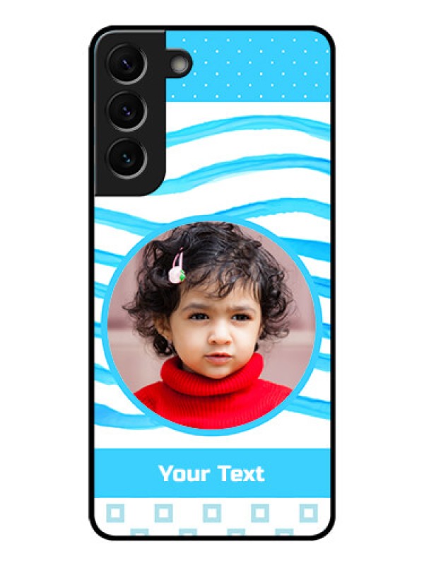 Custom Galaxy S22 Plus 5G Custom Glass Phone Case - Simple Blue Case Design