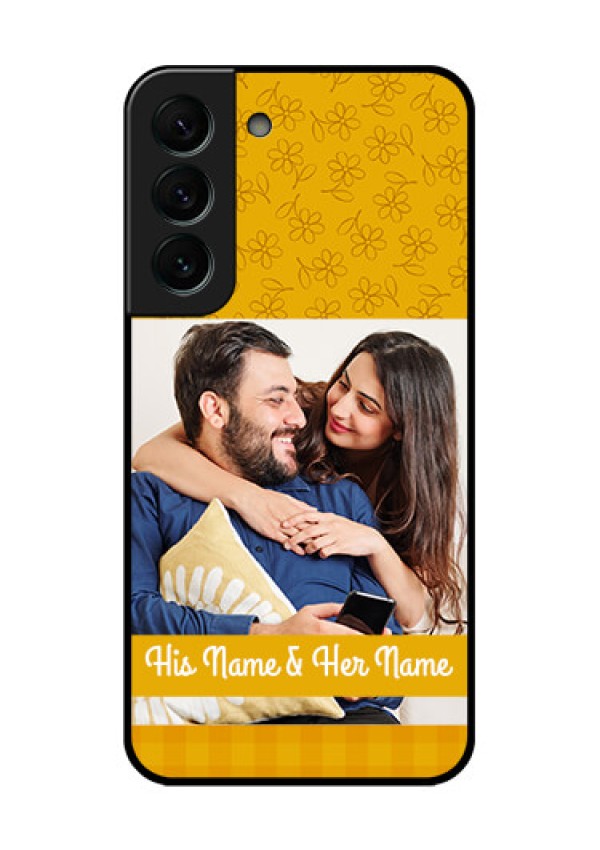 Galaxy S22 Plus 5G Custom Glass Mobile Case - Yellow Floral Design