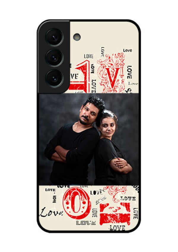 Galaxy S22 Plus 5G Photo Printing on Glass Case - Trendy Love Design Case