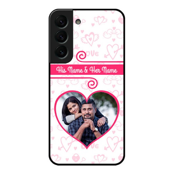 Galaxy S22 Plus 5G Personalized Glass Phone Case - Heart Shape Love Design Galaxy S22 Plus 5G Personalized Glass Phone Case - Heart Shape Love Design