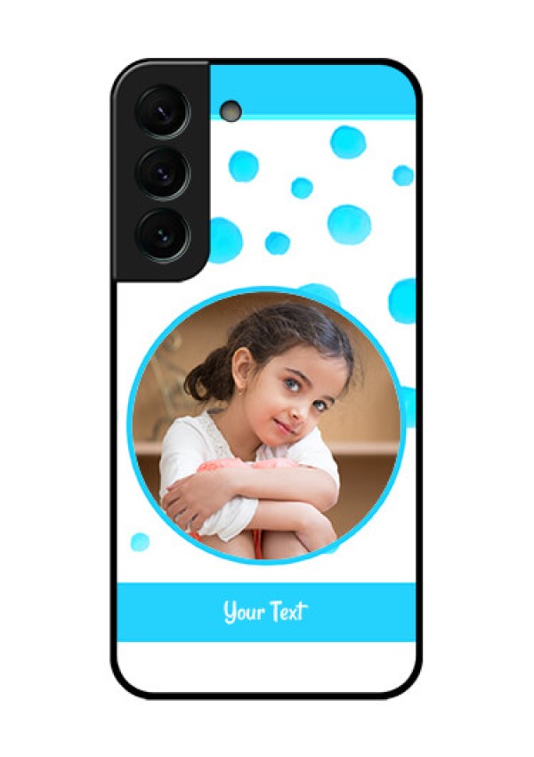 Galaxy S22 Plus 5G Photo Printing on Glass Case - Blue Bubbles Pattern Design