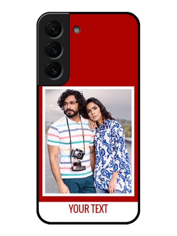 Custom Galaxy S22 Plus 5G Personalized Glass Phone Case - Simple Red Color Design