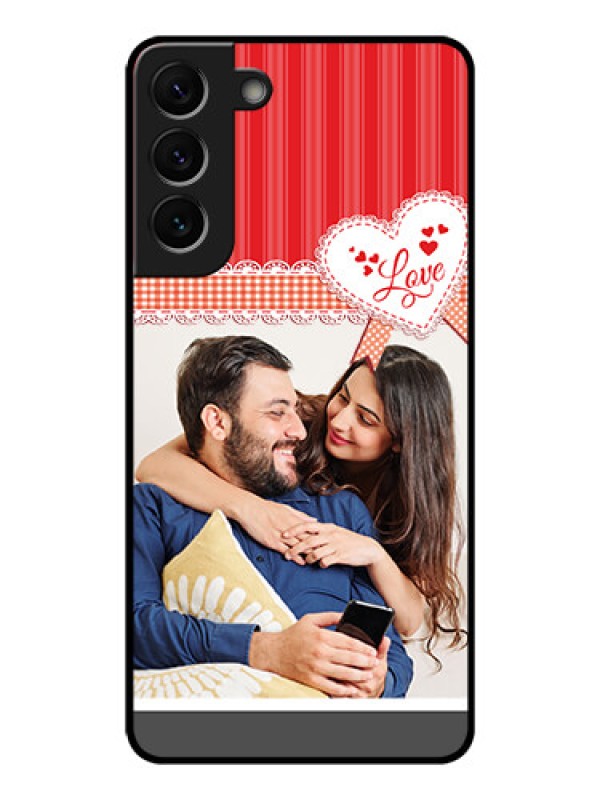 Custom Galaxy S22 Plus 5G Custom Glass Mobile Case - Red Love Pattern Design