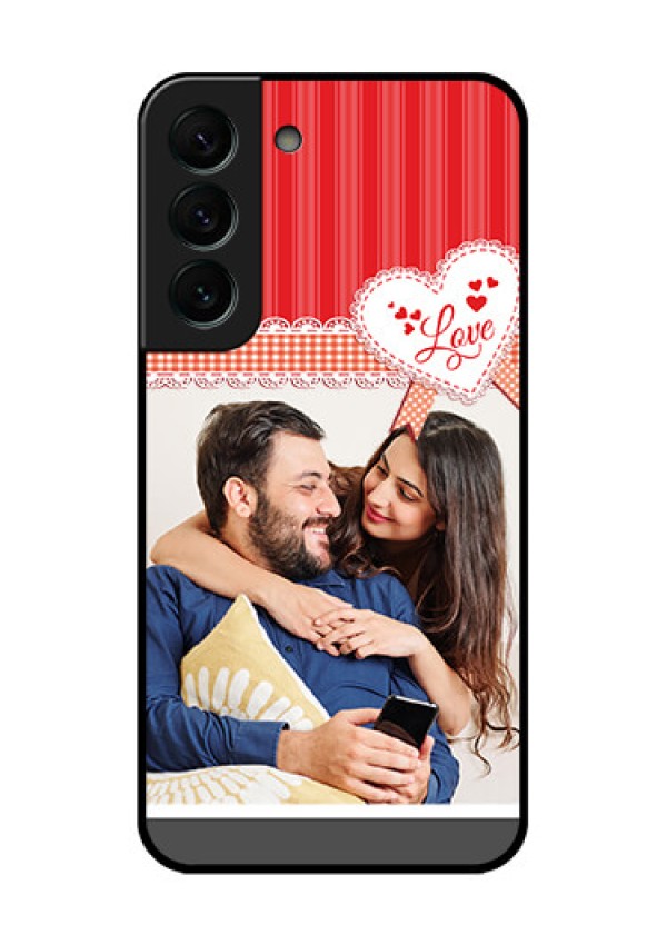 Galaxy S22 Plus 5G Custom Glass Mobile Case - Red Love Pattern Design
