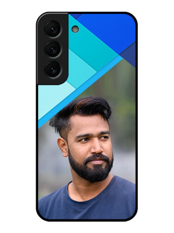 Custom Galaxy S22 Plus 5G Custom Glass Phone Case - Blue Pattern Design