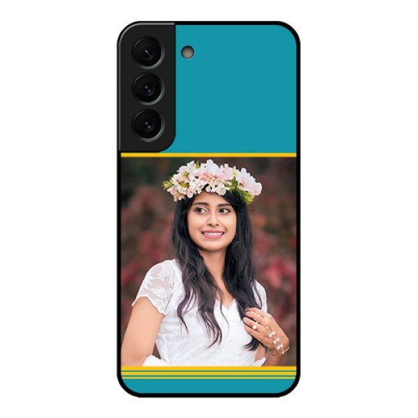 Galaxy S22 Plus 5G Custom Glass Phone Case - Yellow & Blue Design