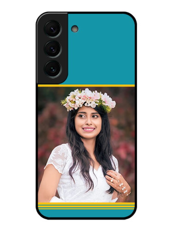 Custom Galaxy S22 Plus 5G Custom Glass Phone Case - Yellow & Blue Design