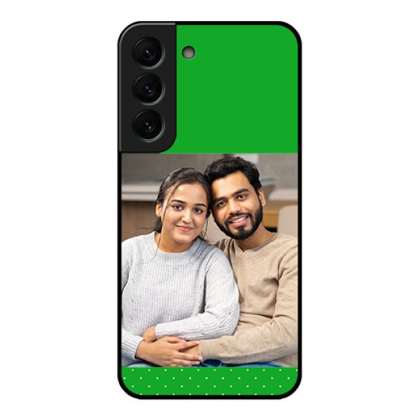 Galaxy S22 Plus 5G Personalized Glass Phone Case - Green Pattern Design