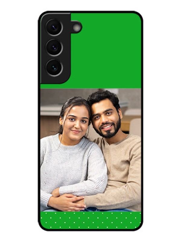 Custom Galaxy S22 Plus 5G Personalized Glass Phone Case - Green Pattern Design