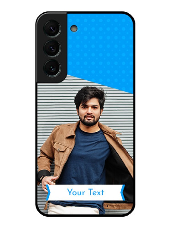 Custom Galaxy S22 Plus 5G Photo Printing on Glass Case - Simple Blue Color Design
