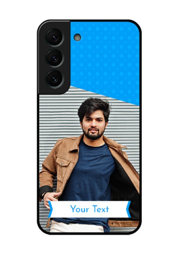 Galaxy S22 Plus 5G Photo Printing on Glass Case - Simple Blue Color Design