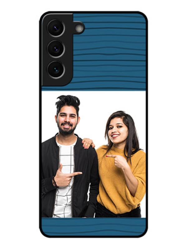 Custom Galaxy S22 Plus 5G Custom Glass Phone Case - Blue Pattern Cover Design
