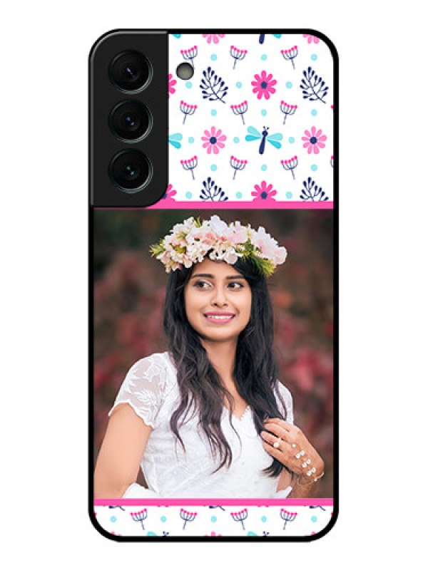 Custom Galaxy S22 Plus 5G Photo Printing on Glass Case - Colorful Flower Design